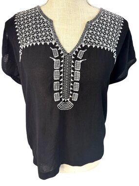 Ariat Womens Black & White Embroidered Top S